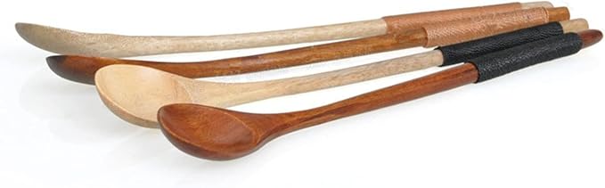 Brown Small Wooden Spoons, Small Soup Spoons Serving Spoons Wooden Teaspoon for Coffee Tea Jam Bath Salts Dessert Cake Ice Cream Antipasto Cappuccino, Cooking Utensils, Long Handle
