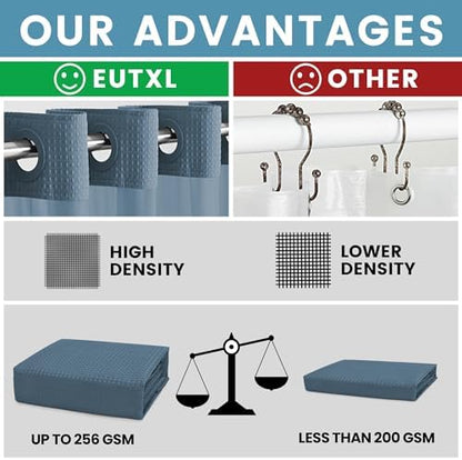 EUTXL Heavyweight No Hook Shower Curtain with Liner, Moonlight Blue, 54x80