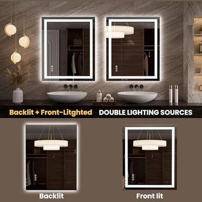 LOAAO 35.4"x29.9" LED Bathroom Mirror with Lights, UL Listed