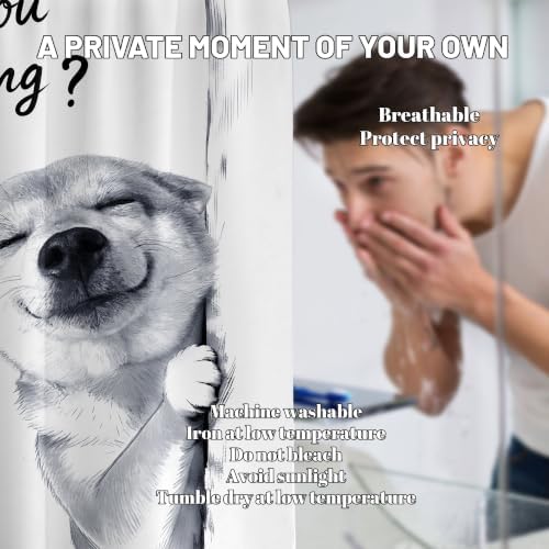 Extra Long Shower Curtain XL Funny Dog Crazy, 108 x 72 Inchs