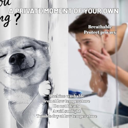 Extra Long Shower Curtain XL Funny Dog Crazy, 108 x 72 Inchs