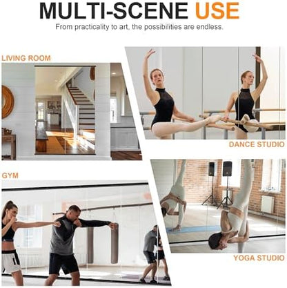 Delma Home Gym Mirror, 70''x24''x2PCS Black Wall Mounted Large Frameless Tempered Glass Wall Mirror for Home Gym, Garage, Bedroom, Bathroom