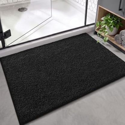 Color&Geometry Large Bath Mats for Bathroom Non Slip, 24"x36" Pure Black