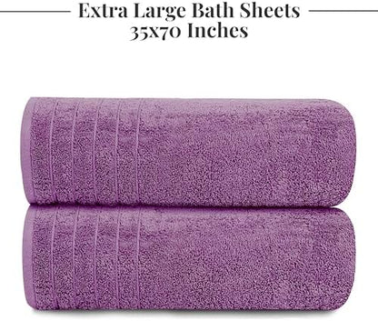 Tens Towels 2 Piece Extra Large Bath Sheets 35 x 70 Inches, Purple