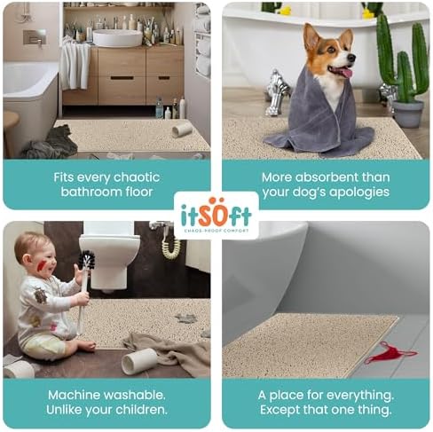 Runner Chenille Bath Mats 71"x21", Plush Absorbent Quick Dry, Soft & Machine Washable, Non Slip Carpet for Bathroom, Thick Bathroom Rugs, Shower Restroom Rug Mat, Alfombras De Bano, Bathrugs