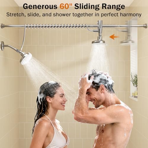 Dual Shower Head with Original Adjustable Slider, Double Showerhead, Chrome