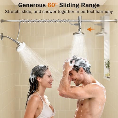 Dual Shower Head with Original Adjustable Slider, Double Showerhead, Chrome