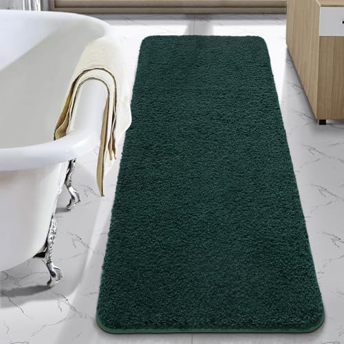 LOCHAS Bathroom Rug Runner 24x60 Inch, Bath Rugs Non Slip, Hunter Green