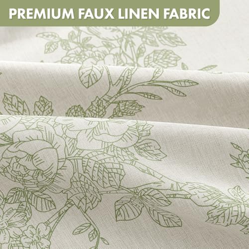 Spring Linen Green Floral Shower Curtain W72*L78 Inches Long