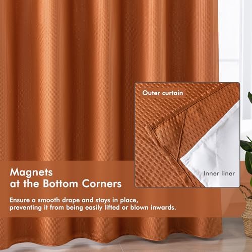 Mrs Awesome No Hook Shower Curtain with Snap-in Liner 71x74, Terracotta