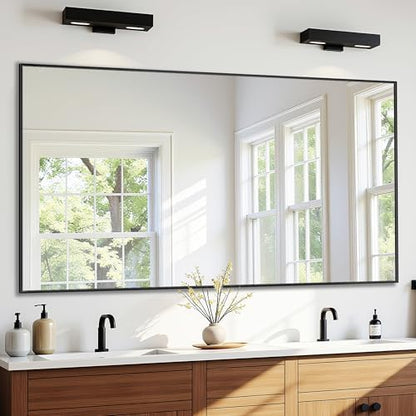Bathroom Mirror 55" x 30", Large Rectangle Wall Mirror, Black