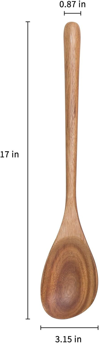 Large Wooden Spoon for Cooking,17 inch Big Acacia Wood Spoon for Deep Pot,Giant Wooden Spoon with Long Handle,Versatile Wood Spoons for Stirring,Cooking Mix Flipping,Servin