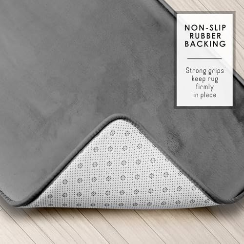 Clara Clark Bathroom Rugs, Velvet Memory Foam Bath Mat, Non-Slip Bath Rugs, Machine Wash, Dries Quickly, Ultra Soft Plush Bath Mats for Bathroom, 20 x 32, Grey