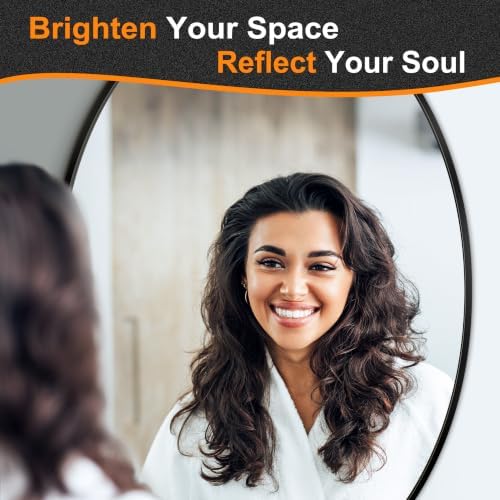 Delma 38x26 Black Oval Bathroom Mirror for Over Sink, Aluminum Frame