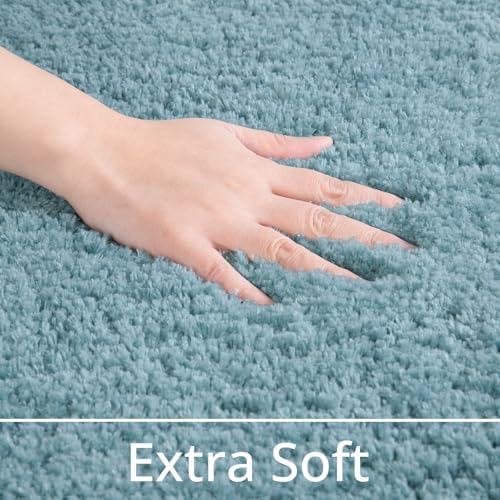 LOCHAS Bathroom Rug Runner 24x70 Inch, Bath Rugs Non Slip, Spa Blue