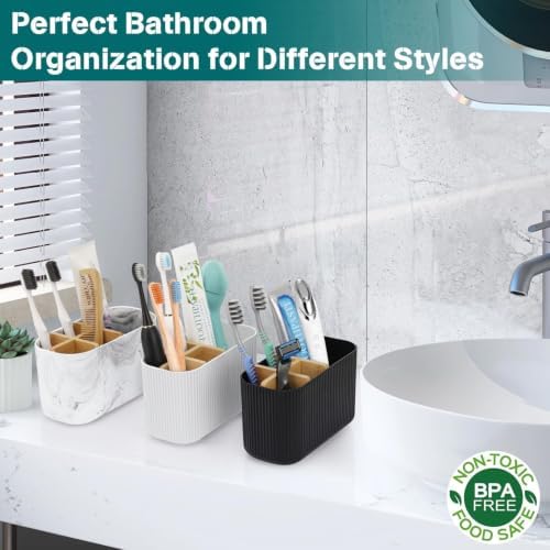 GFWARE White Toothbrush Holder, 5 Slots Bathroom Storage Organizer