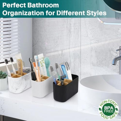 GFWARE Black Toothbrush Holder, 5 Slots Bathroom Organizers and Storage