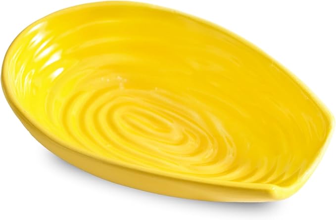 Hasense Spoon Rest for Kitchen Counter, Porcelain Spoon Holder for Stove Top, Cooking Utensil Rest Spoon Cradle for Spatula, Ladle, Tongs and Knife, Dishwasher Safe and Heat-Resistant, Yellow