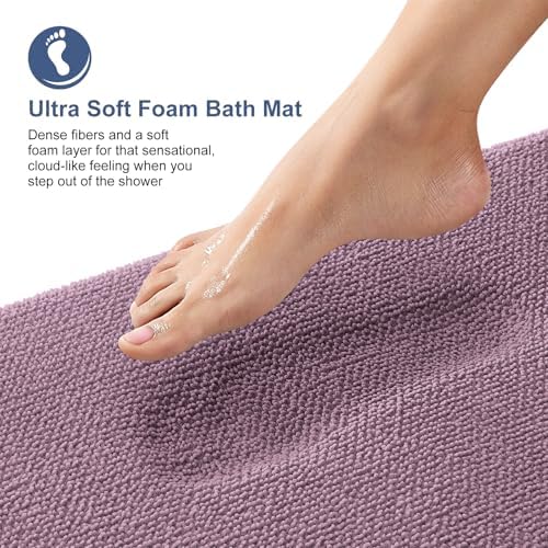 OLANLY Thick Memory Foam Bathroom Rugs 36x24, Absorbent Bath Mat, Deep Plum