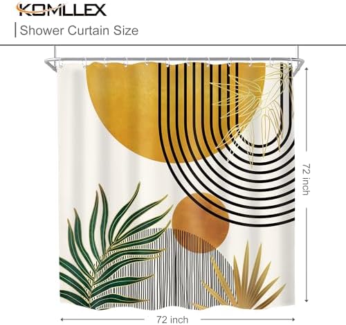 Mid Century Boho Abstract Modern Sun Minimalist Bathroom Shower Curtain Set