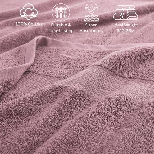 LANE LINEN Bath Towel Set Absorbent Quick Dry 100% Cotton - Wishful Mauve