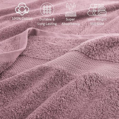 LANE LINEN Bath Towel Set Absorbent Quick Dry 100% Cotton - Wishful Mauve