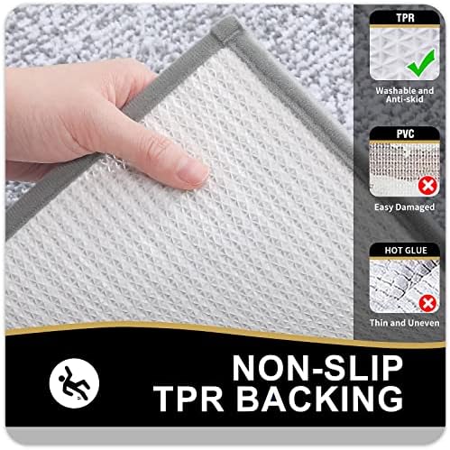 OLANLY Bathroom Runner Rugs 59x24, Extra Long Bath Mats for Bathroom, Grey