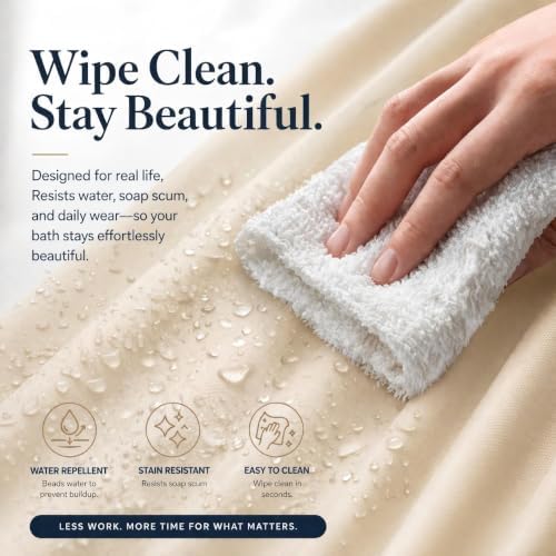 EHZNZIE Beige Shower Curtain Liner 72x72, PEVA Waterproof Bath Curtain, No Chemical Smell, 3 Weighted Magnets, Durable with Rustproof Metal Grommets