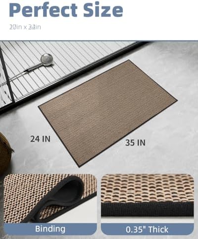 PADOOR Non-Slip Bath-Mats, Rubber-Backing Braided Absorbent Mats, Machine Washable Thin Bath Rugs Fit Under Door, Quick Dry for Bathroom Floor, 24x35 Black