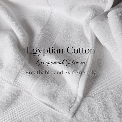 SUPERIOR Egyptian Cotton Ultra Plush & Absorbent, 6 Piece Set, White