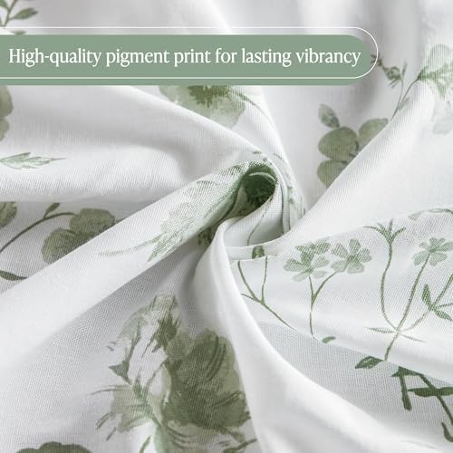 Martha Stewart Cotton Floral Extra Long Shower Curtain, 72 x 72, Sage Green