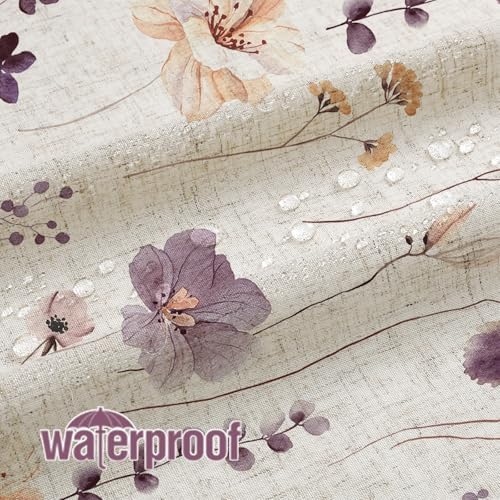 Gibelle Plum Linen Watercolor Floral Fabric Shower Curtain, 72x72