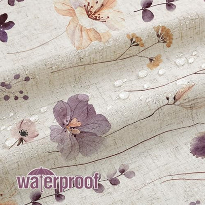 Gibelle Plum Linen Watercolor Floral Fabric Shower Curtain, 72x72