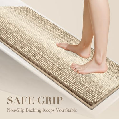BSICPRO Large Bathroom Rugs, 24x36 Chenille Bath Mats, Tan