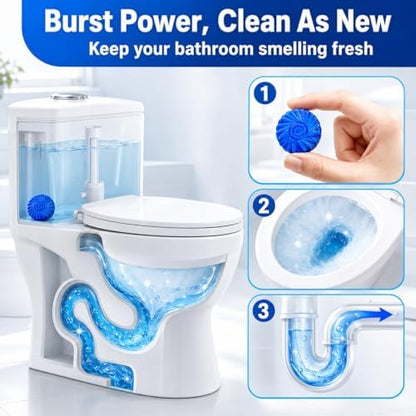 Msvvko Toilet Bowl Cleaners, Automatic Toilet Tank Cleaner Tablets, Blue Toilet Bowl Cleaner Tablets for Deodorizing & Descaling, Powerful Cleaning, Slow-Release Against Tough Stains 20 Pack