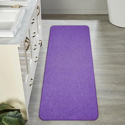 Bath Mat,Ultra Thin Bathroom Runner Rugs,Large Bath Mats for Bathroom,Quick Dry,Non-Slip,Machine Washable,Low Pile,Bath Rug,Shower Outside,Sink,Home Decor Accessories.Purple,1'9"x3'11"（21x47inch）