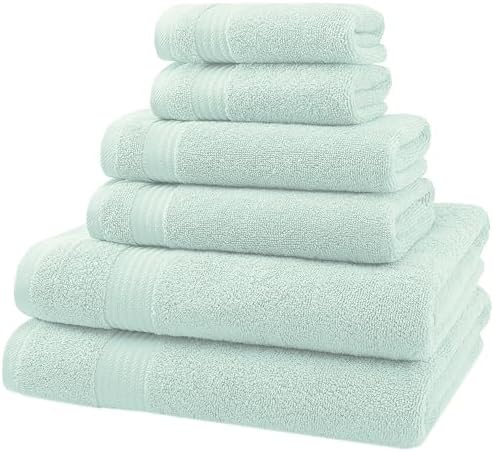 American Veteran Towel, 6 Piece Towel Set for Bathroom, 100% Cotton Turkish Bathroom Towels, 2 Bath Towels 2 Hand Towels 2 Washcloths, Mint