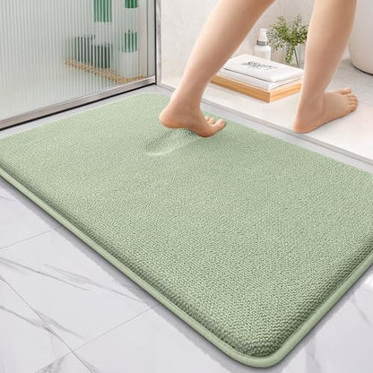 OLANLY Thick Memory Foam Bathroom Rug 35x24, Absorbent Bath Mat, Sage Green