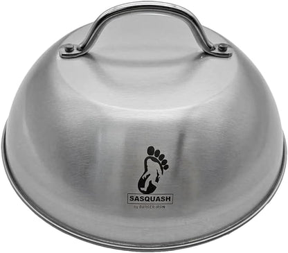 Sasquash Burger Press Kit, 5 Piece Smash Burger Set, Smash Burger Press, Spatula, Melting Dome and 2 Squirt Bottles for Griddle and Grill, Stainless Steel, Kitchen Gadgets, Grilling Accessories