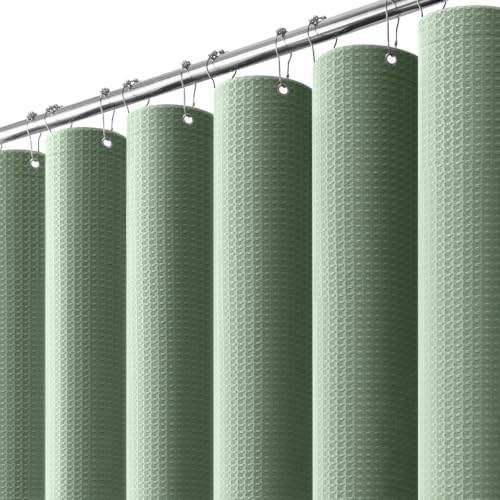 Dynamene Extra Long Waffle Shower Curtain 256 GSM Fabric 72x96 Sage Green