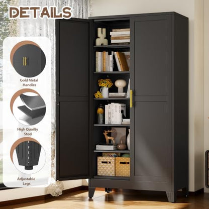 winiowa 78.7" Tall Metal Pantry Cabinet, Kitchen Storage Organizer, Black