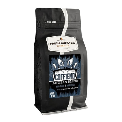 Fresh Roasted Coffee, Coffiend Whole Bean Coffee, Med-Dark Roast, Kosher, 12 oz