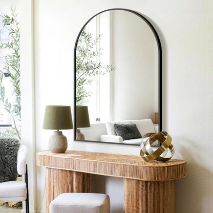 FICTOR 26" x 38" Arched Bathroom Vanity Mirror for Over Sink, Black