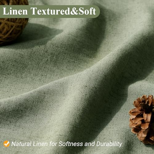Naturoom Linen Shower Curtain 84 Inch Long for Bathroom Sage Green 1 Panel