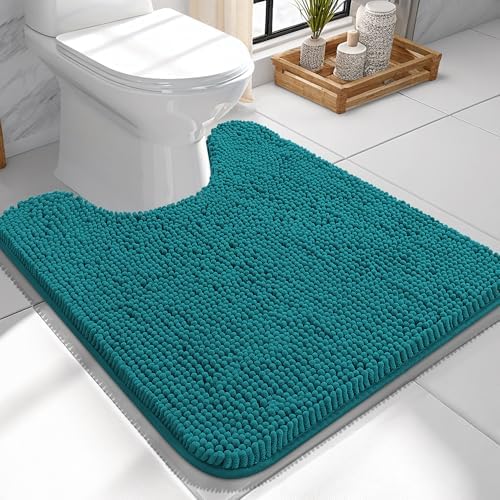 OLANLY Toilet Rugs U-Shaped 24x24, Soft Absorbent Chenille Contour Rugs