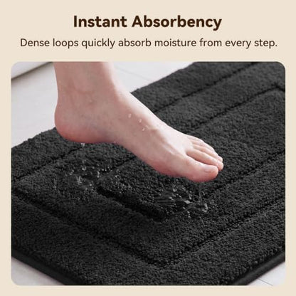 GRANNY SAYS Black Bathroom Rug 36" x 24", Non-Slip Microfiber Bath Mat