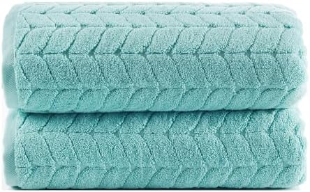 BAGNO MILANO Turkish Cotton Bath Towels, Hand Towels - Soft Plush Jacquard Collection Luxury Towels Set (Aqua Green, Bath Towel Set of 2)