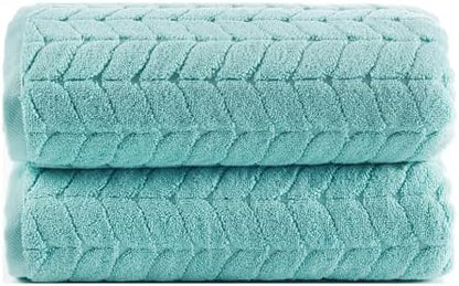 BAGNO MILANO Turkish Cotton Bath Towels, Hand Towels - Soft Plush Jacquard Collection Luxury Towels Set (Aqua Green, Bath Towel Set of 2)