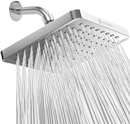 SparkPod Rain Shower Head, 8 Inch Square, Luxury Polished Chrome Finish