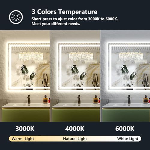 68x48 LED Bathroom Mirror with Lights, Lighted Vanity Mirror